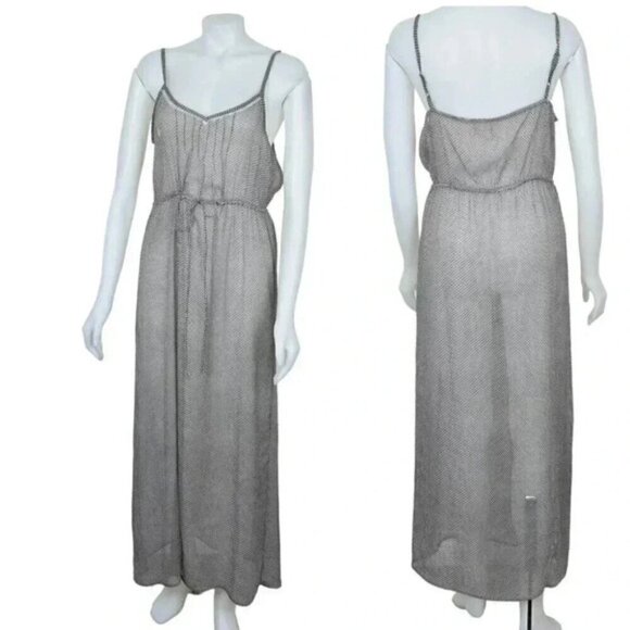 Staring at Stars Anthropologie Chiffon Sheer Maxi Floral Slip Boho Dress Black S - Picture 2 of 6